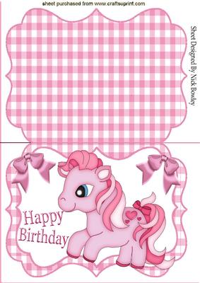 My Little Pink Pony with Bows Bracket Card