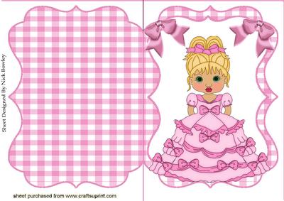 Pretty Lady in Her Pink Party Dress Bracket Card