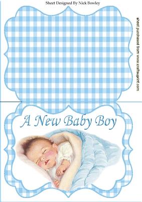 A New Baby Boy! Gingham Bracket Card