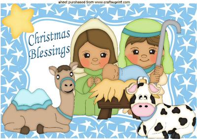 Nativity with Baby Jesus & Animals in Star Frame A4