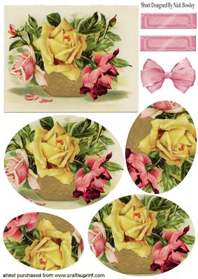 Summer Roses in a Basket Oval Pyramids