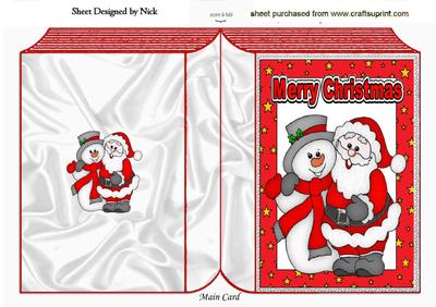 Happy Santa with Snowman Folded Book
