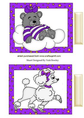 Cute Purple Sleeping Bear on a Cloud & Poodle Toppers