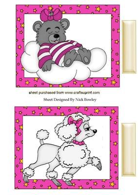 Cute Pink Sleeping Bear on a Cloud & Poodle Toppers