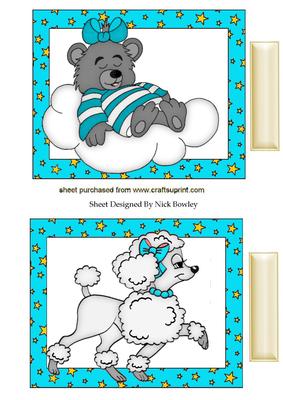 Cute Turq Sleeping Bear on a Cloud & Poodle Toppers