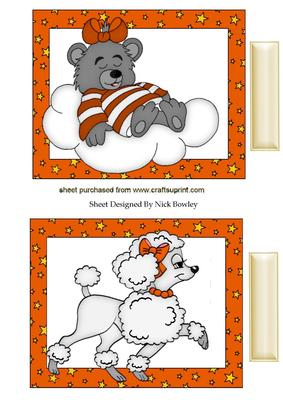Cute Orange Sleeping Bear on a Cloud & Poodle Toppers