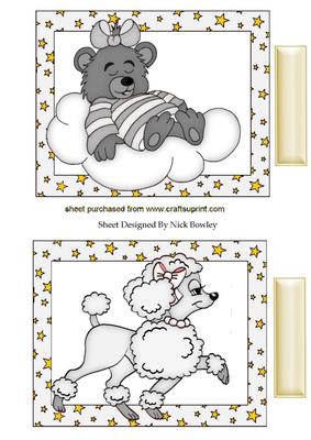 Cute White Sleeping Bear on a Cloud & Poodle Toppers