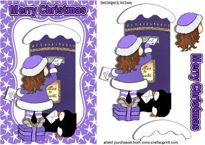 Little Girl in Purple Posting Letter to Santa