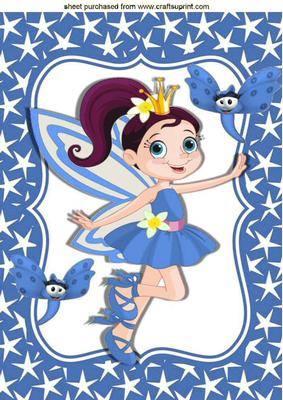 Dancing Faerie in Blue Star Frame A4