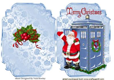 Santa Who in a Tardis on Bracket Card