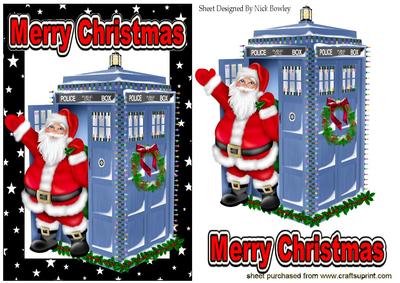 Santa Who in His Tardis in Black Star Frame