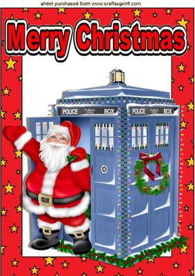 Santa Who in His Tardis in Red Star Frame A4