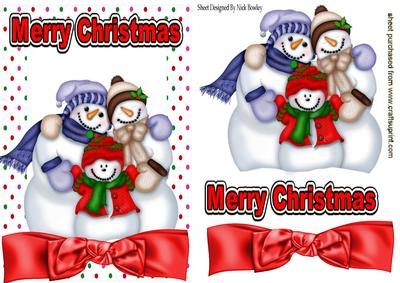 The Snowman Family, with Big Red Bow