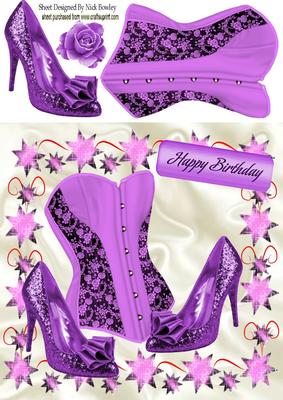 Purple Basque and Sparkle Shoes 8x8