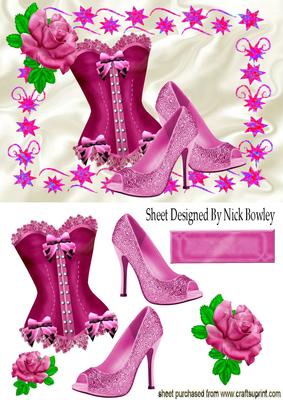 Pink Basque with Shoes and Pink Rose