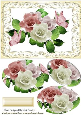 Pink and White Roses Oval Pyramids