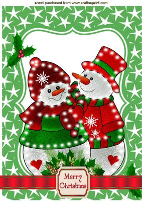 Mr & Mrs Illuminated Snowman in Star Frame