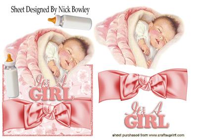 Sleeping Baby Girl with Her Bottle Over the Edge Crd