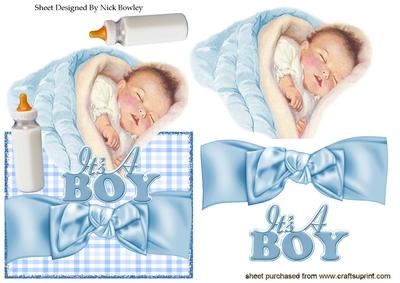 Sleeping Baby Boy with His Bottle, Over the Edge Crd