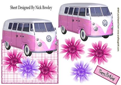 Pink Camper Van Over the Edge Card