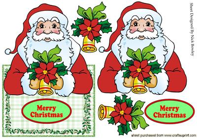 Jolly Santa with Bells Over the Edge Card