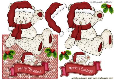 Teddy Bear in Santa Hat, Over the Edge Crd