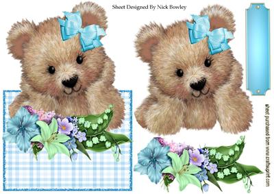 Fuzzy Bear Among the Flowers Over the Edge Card