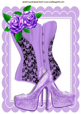 Pretty Purple Basque with Purple Roses A4