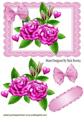 Pretty Pink Roses and Hearts with Bow