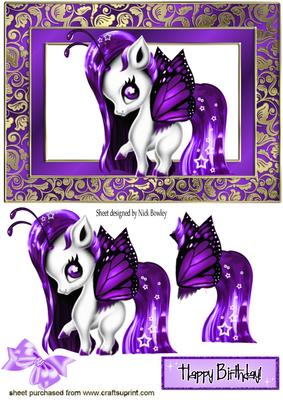 Cute Purple Fantasy Horse with Butterfly Wings