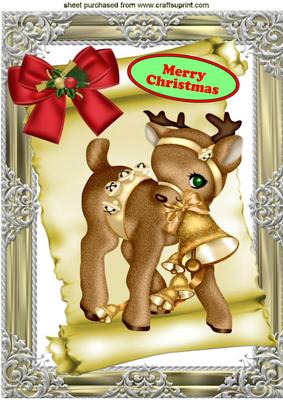Little Reindeer on a Scroll A4