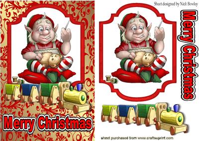 Santas Elf the Toy Maker, Topper & Card