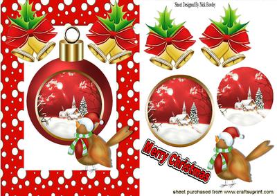 Christmas Snow Scene Bauble with Robin