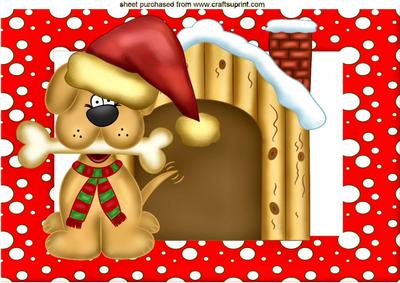 Dog in Santa Hat, with Kennel A4