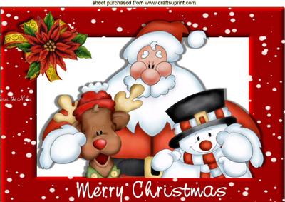 Santa with His Friends with Poinsettia A4