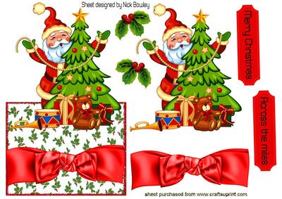 Santa with Christmas Tree, Over the Edge Card