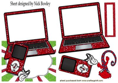 Red Glitter Laptop, with Mp3, Over the Edge Crd