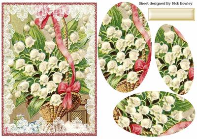 Basket of Lily of the Valley with Lace Oval Pyramids