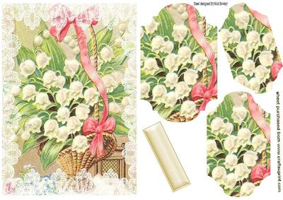 Basket of Lily of the Valley with Lace Bracket Pyramids