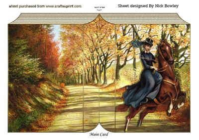Vintage Lady Horse Back Rider in the Woods Book