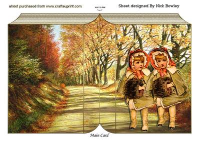 Vintage Twin Girls in the Woods Folded Book