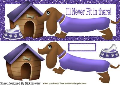 Cute Sausage Dog with His Dog Kennel Dl Card