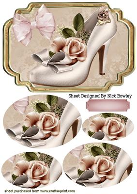 Cream Shoe, Peach Rose Oval Pyramids