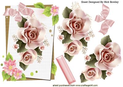 Scrapbook Page of Pretty Flowers and Peach Roses