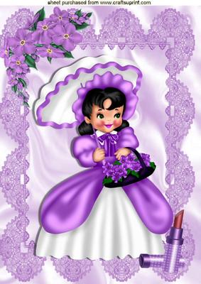 Pretty Southern Belle with Purple Flowers A4