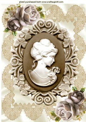 Vintage Lady Cameo in Coffee & Cream with Roses A4
