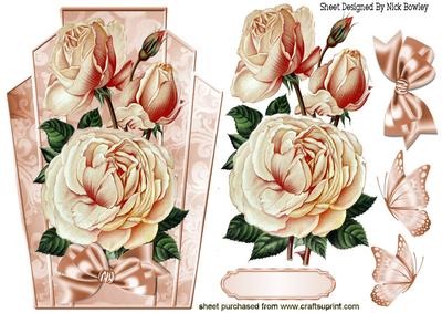 Art Deco Topper with Vintage Peach Roses