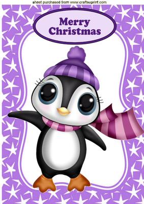 Cute Little Penguin in Hat and Scarf A4