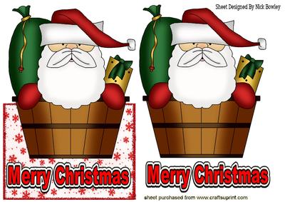 Santa in a Tub, Over the Edge Card