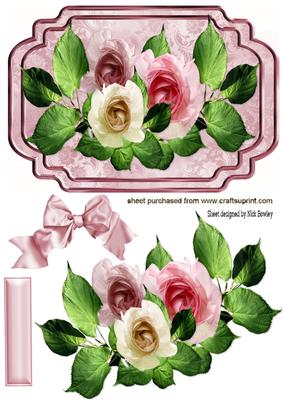 Pink Shades of Summer Roses on a Plaque